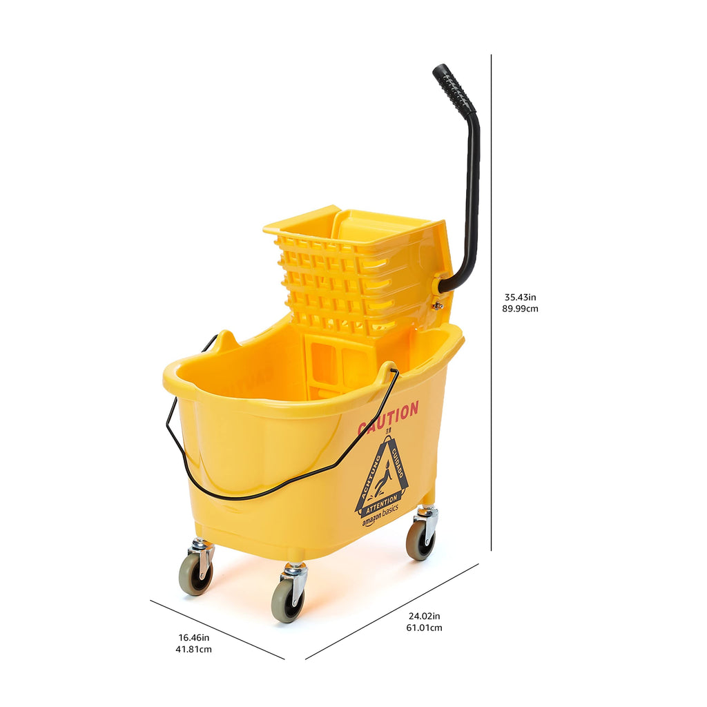 Yellow 35-Quart Mop Bucket on Wheels Y587372
