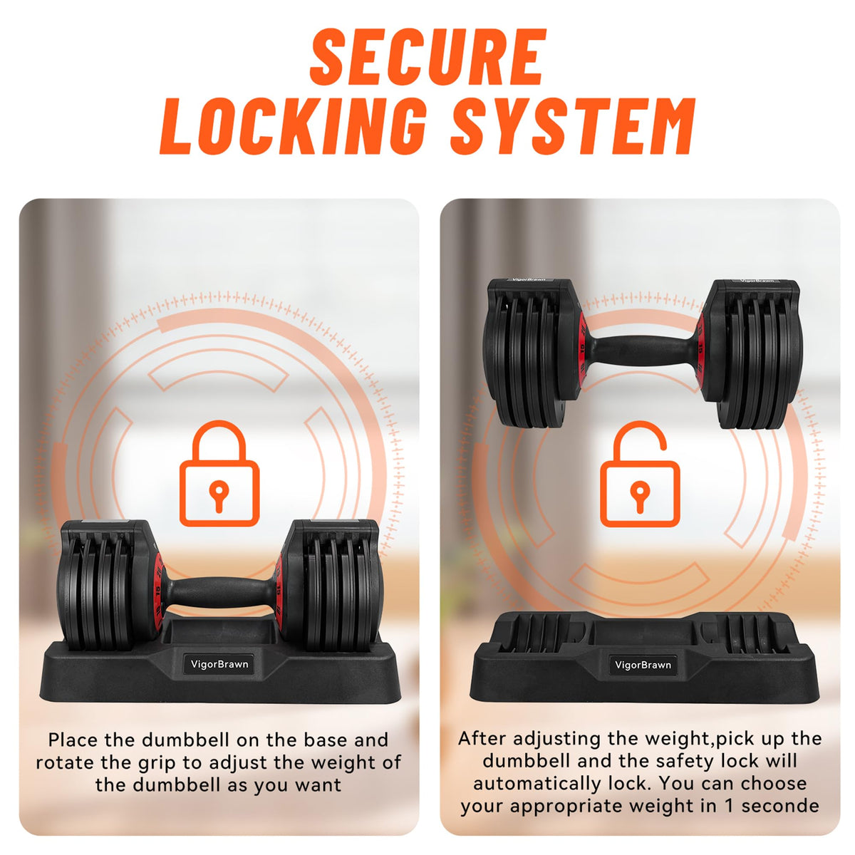Adjustable Dumbbell Set with Storage Case V966