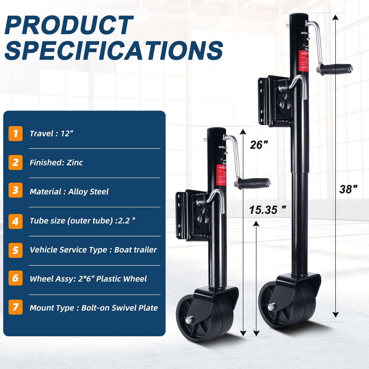 2000lbs Heavy Duty Swivel Trailer Jack with Wheel M55514