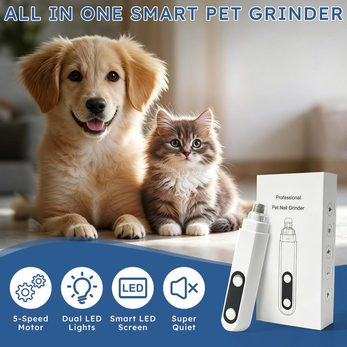 5-Speed Dog Nail Grinder with 2 LED Lights X96800