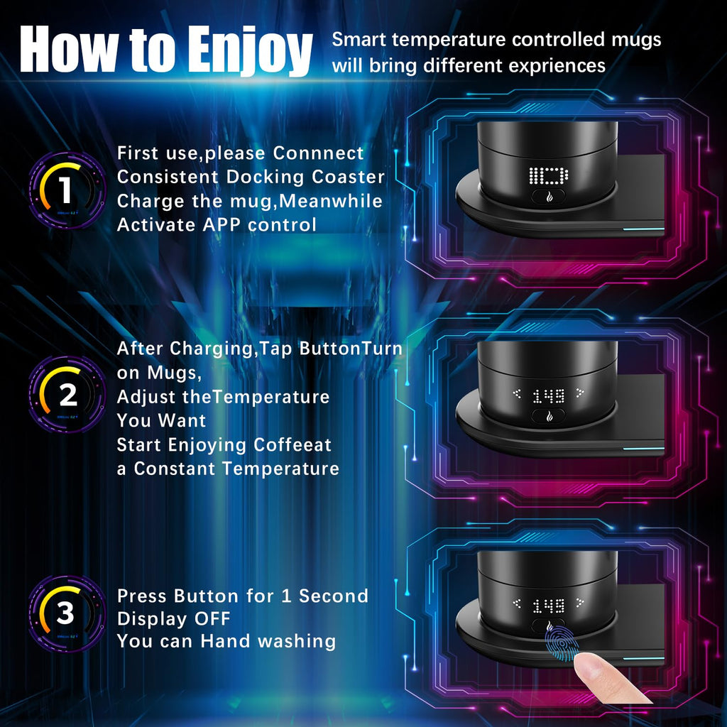 18 Oz Temperature Control App Controlled Self Heating Coffee Mug V2337