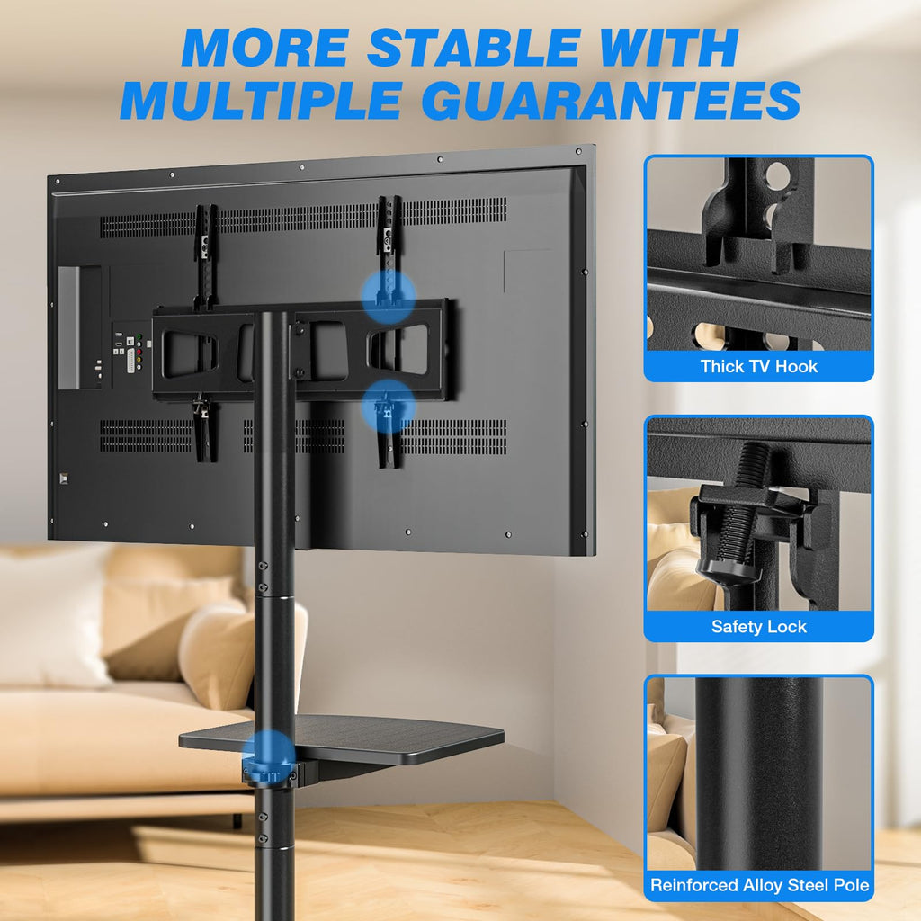 Rolling TV Stand with Shelf for 23-65 inch TVs C18558