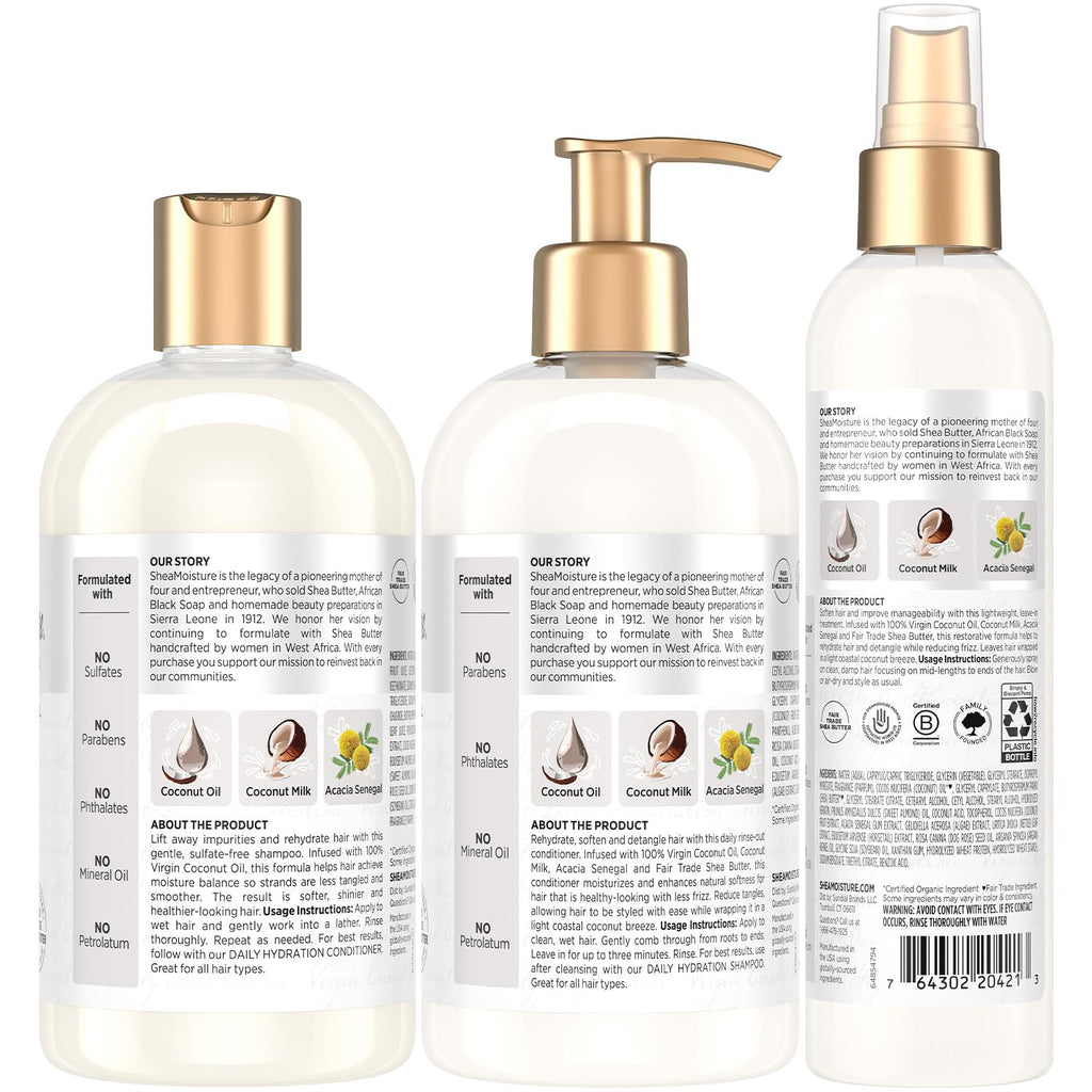 Shampoo & Conditioner + Leave-in Treatment Coconut Oil 3 Piece Set H67219