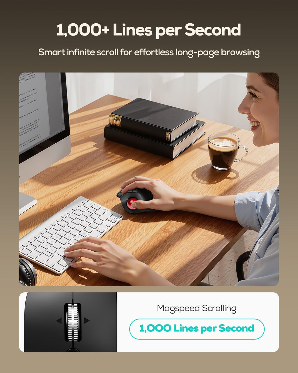Wireless Ergonomic Vertical Trackball Mouse A497