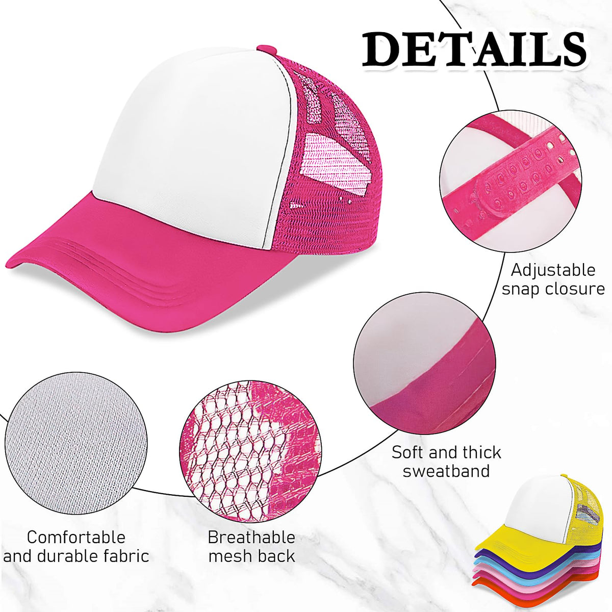 30 Pcs Kids Adjustable Mesh Trucker Hats R898