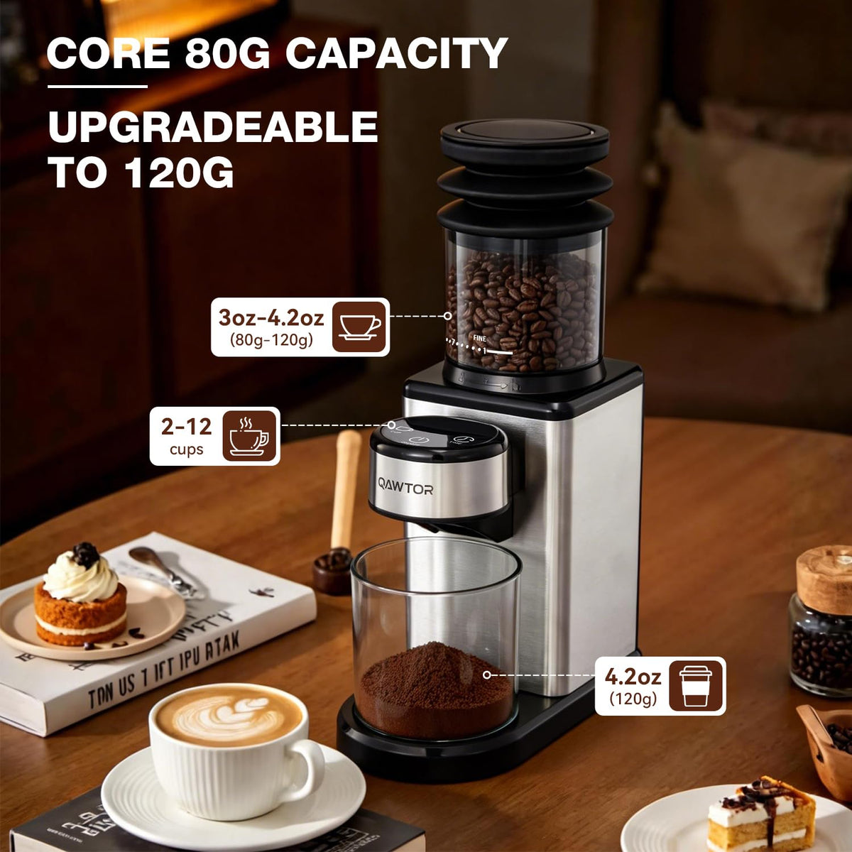 Conical Burr Coffee Bean Grinder, 25 Precise Settings, Anti-Static F892