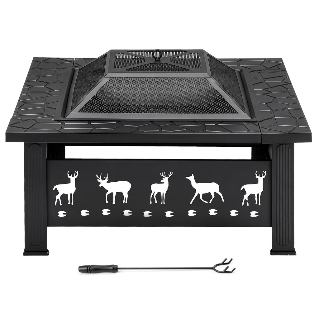 32 Inch Square Wood Burning Fire Pit Table Q183911