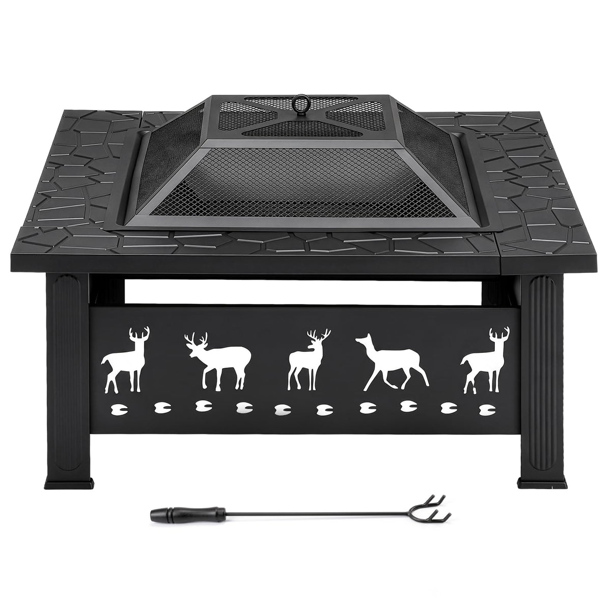 32 Inch Square Wood Burning Fire Pit Table Q183911