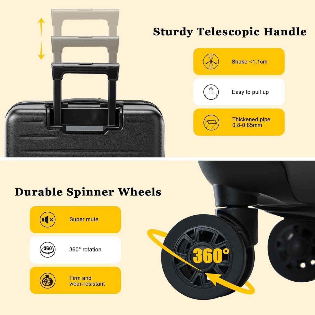 Expandable 16 Inch Underseat Carry On Luggage R808