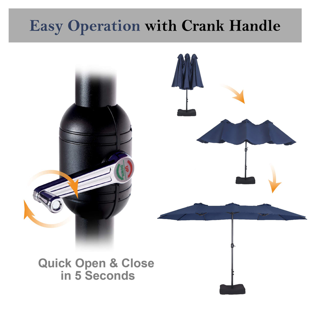 15FT Double-Sided Patio Umbrella with Base J2965