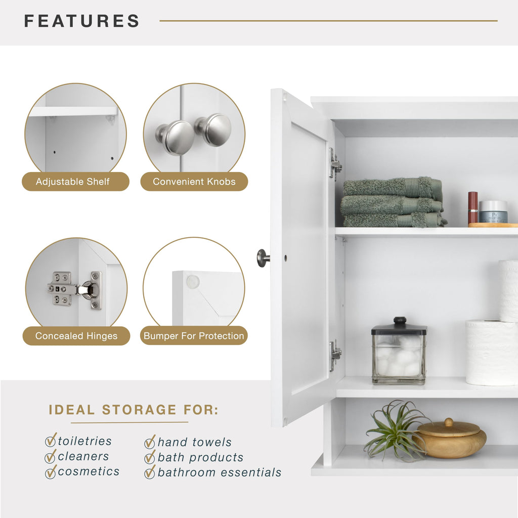White Wall Mounted Medicine Cabinet Organizer L38927