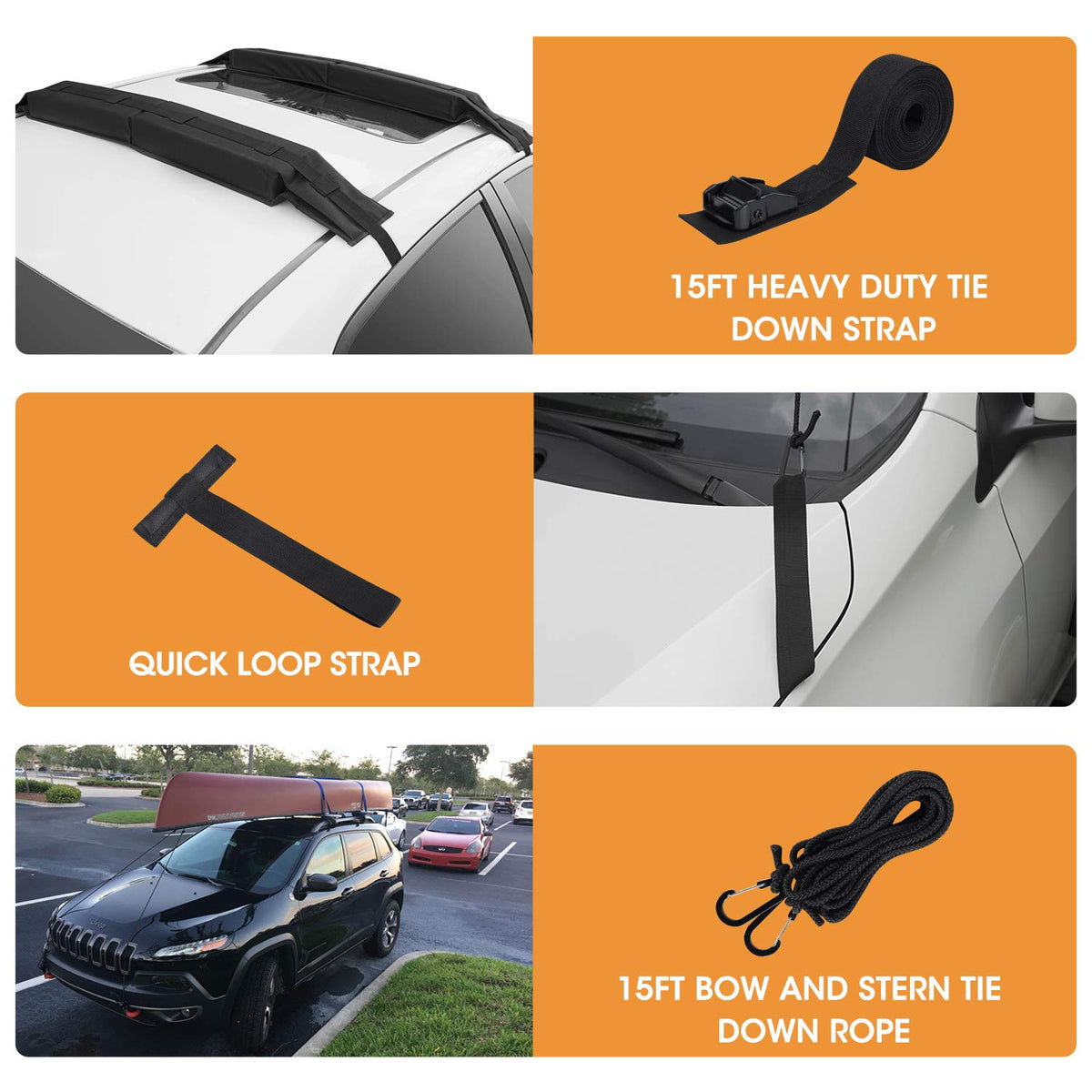 Soft Roof Rack Pads with Tie-Down Straps and Storage Bag L348895