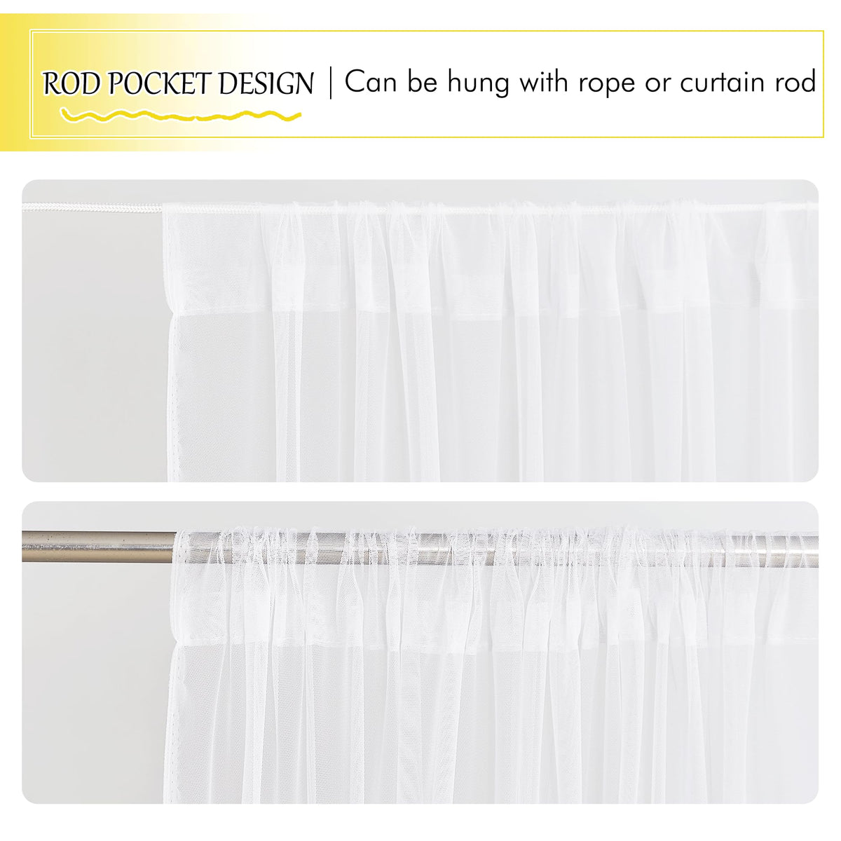 White 2 Panels Waterproof Mosquito Netting Curtains I8418