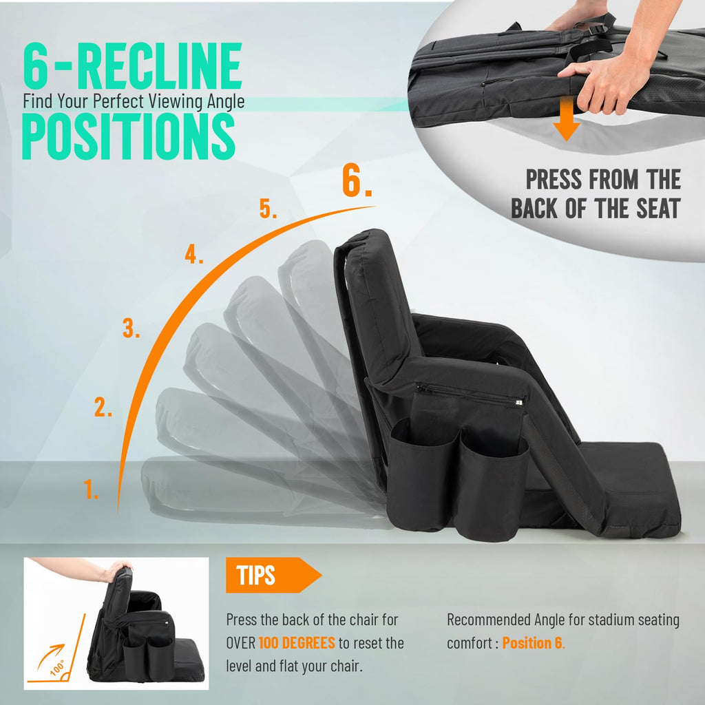 Stadium Seat with Back Support and Armrests 2-Pack I8374