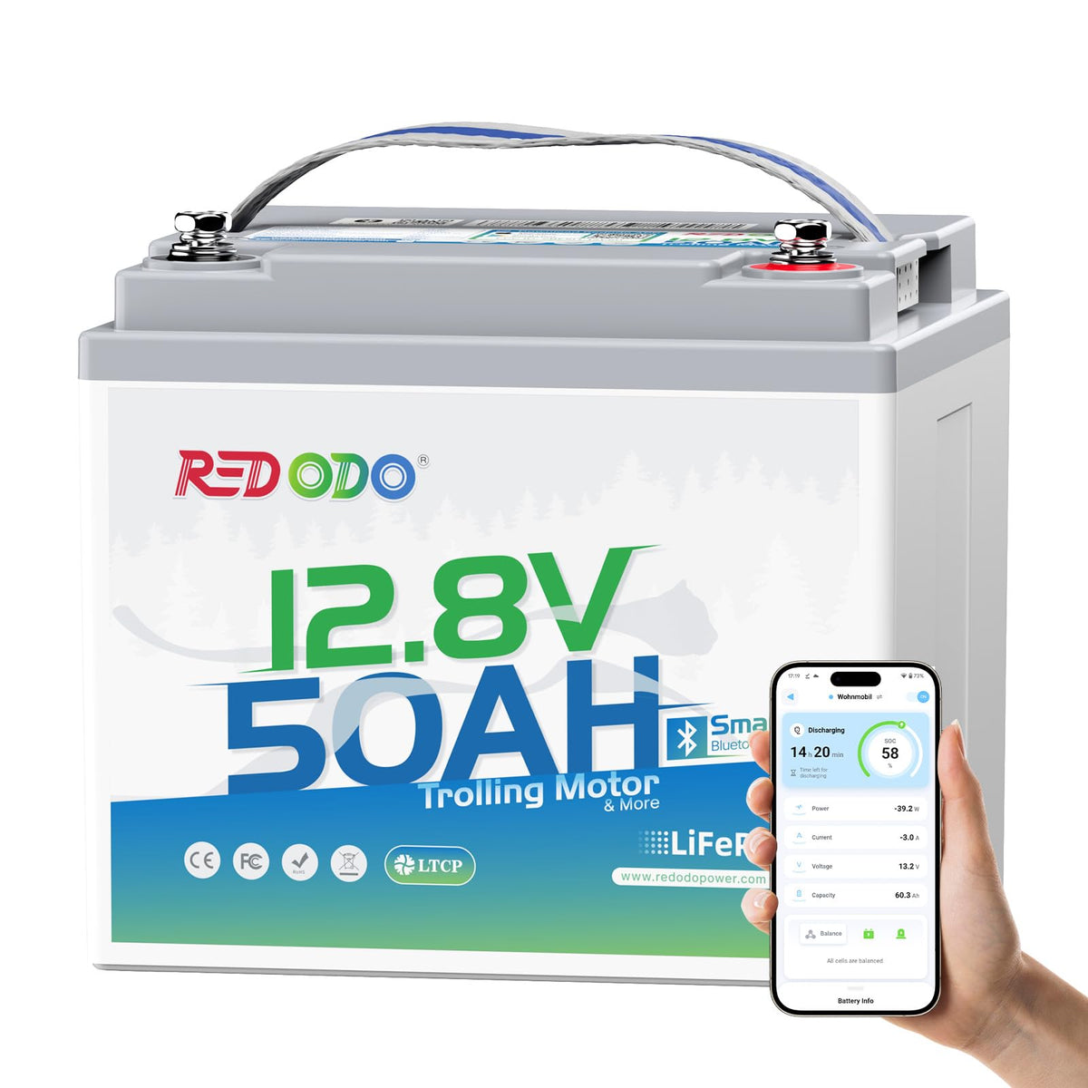 12V 50Ah LiFePO4 Deep Cycle Battery T15025