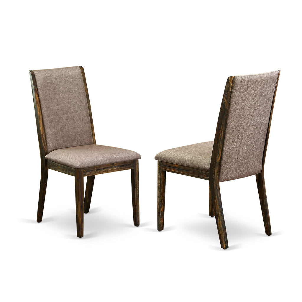 9 Piece Walnut Dining Table Set with Butterfly Leaf and 8 Dark Khaki Linen Fabric Chairs G7454