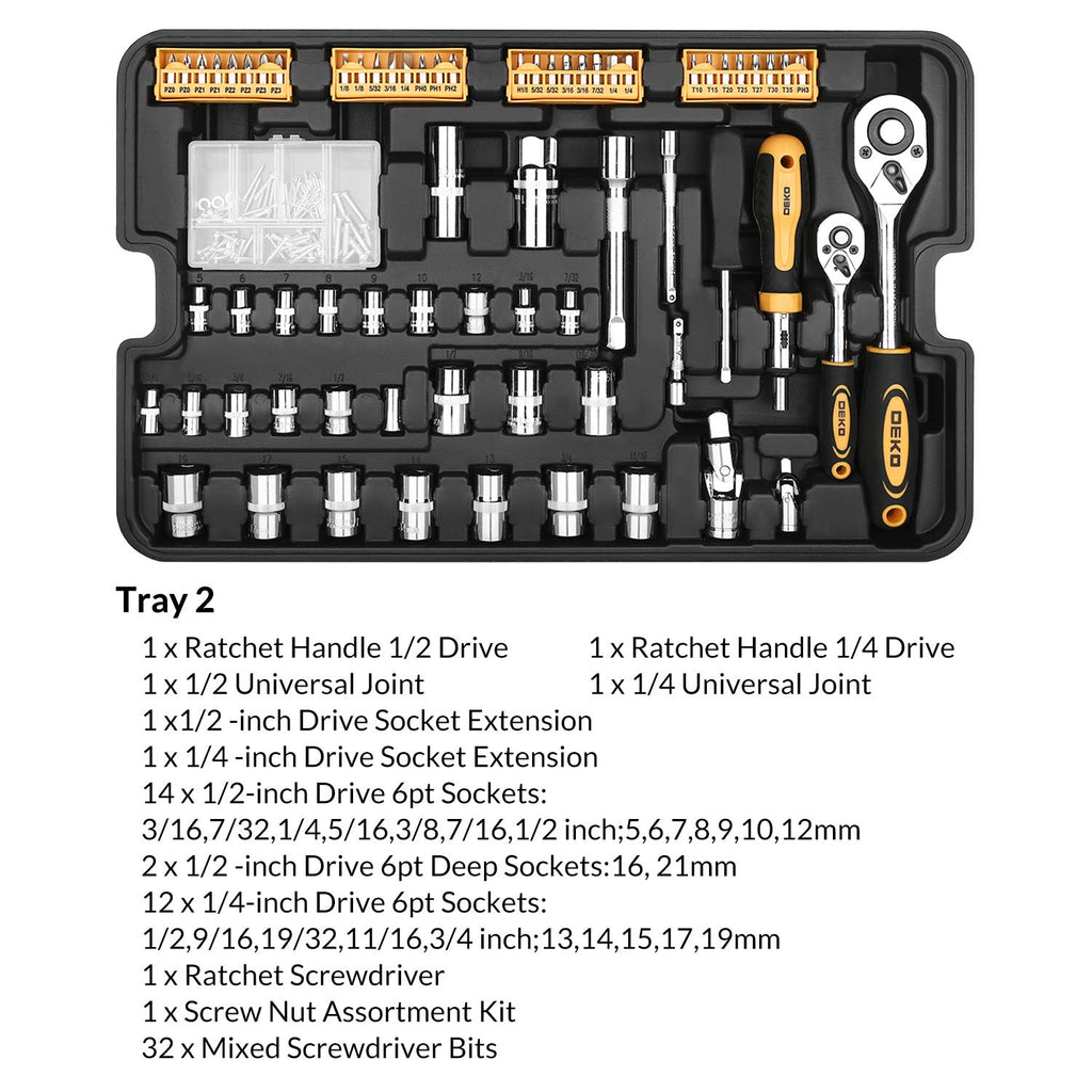 258 Piece Rolling Tool Box Socket Wrench Hand Tool Set Q876