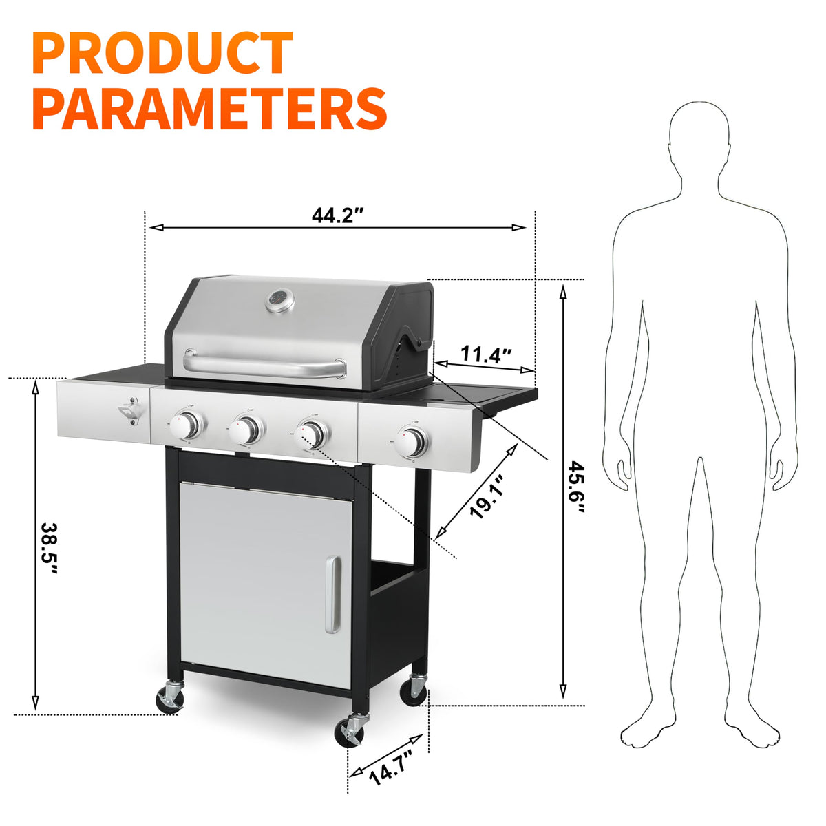 3-Burner Propane Gas Grill with Side Burner L8612