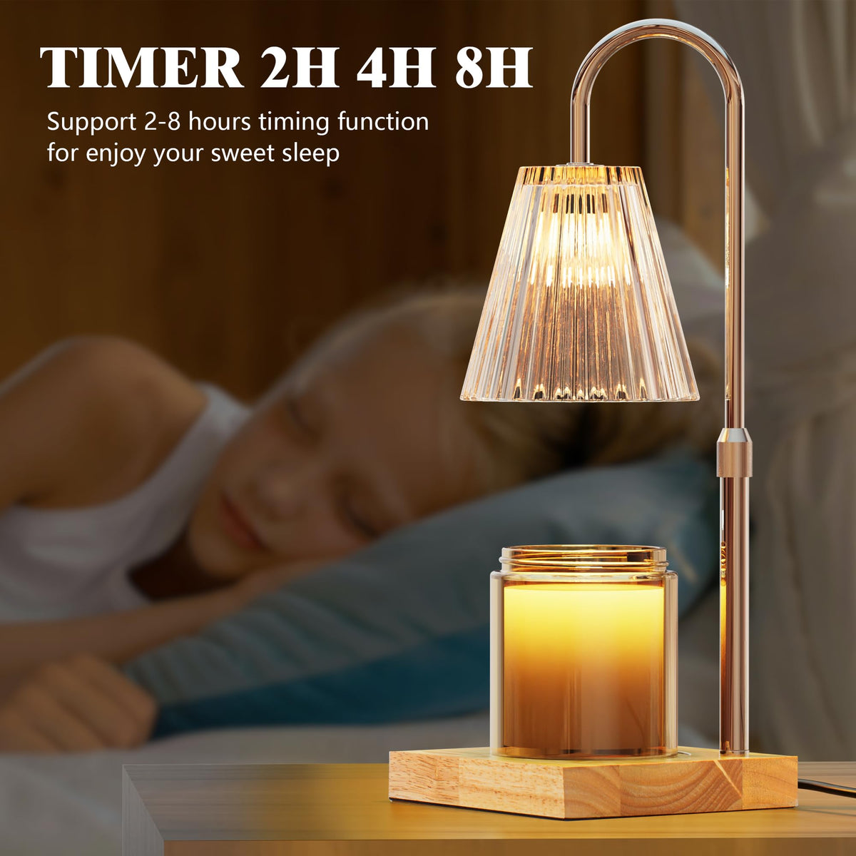 Candle Warmer Lamp with 2 Bulbs, Dimmable, Timer, Adjustable Height U128338