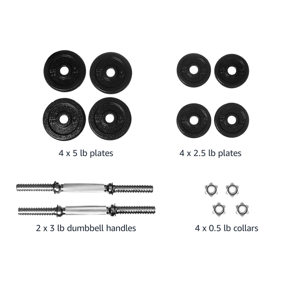 Adjustable Dumbbell Hand Weight Set with Storage Case, 38 Pounds, Black Z581492