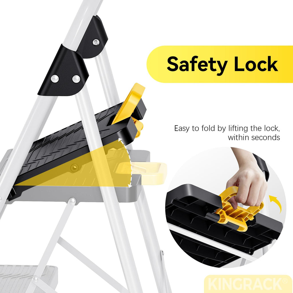2 Step Folding Ladder 800lbs Capacity White R6988