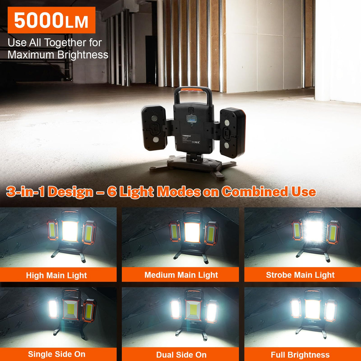 5000LM Rechargeable Magnetic Work Light I59017