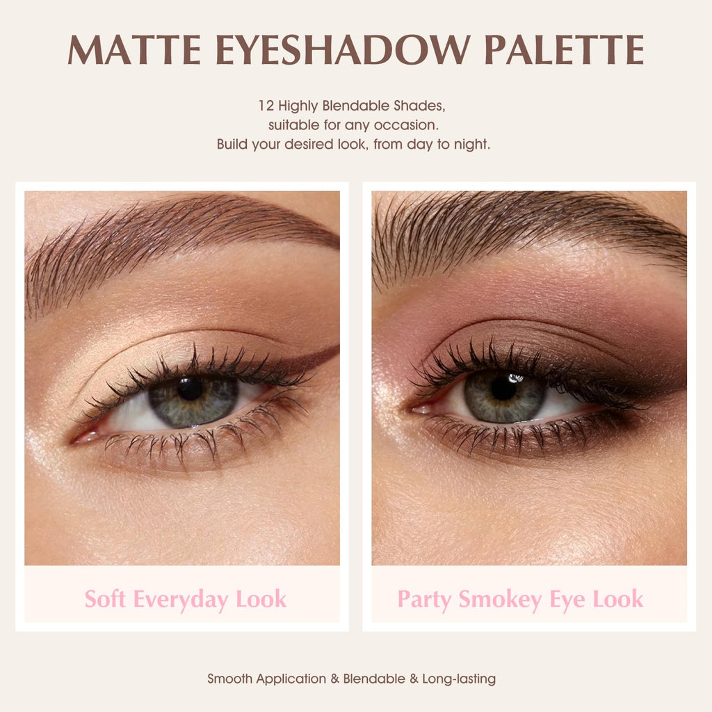 Mauve Pink Grey Brown Matte Eyeshadow Palette with Brush T9680