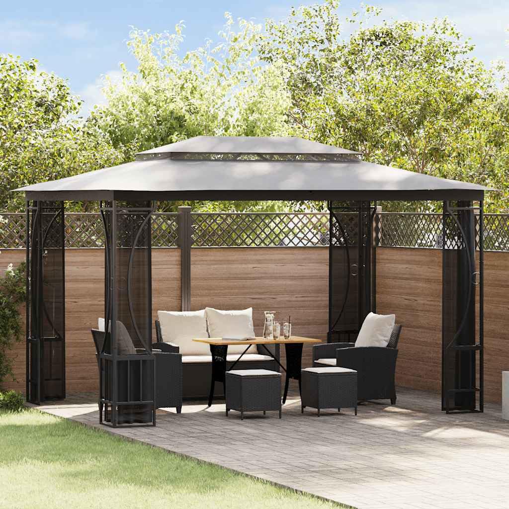Steel Frame Gazebo with Nets 9.8x13.1x8.7 Feet Anthracite R92663