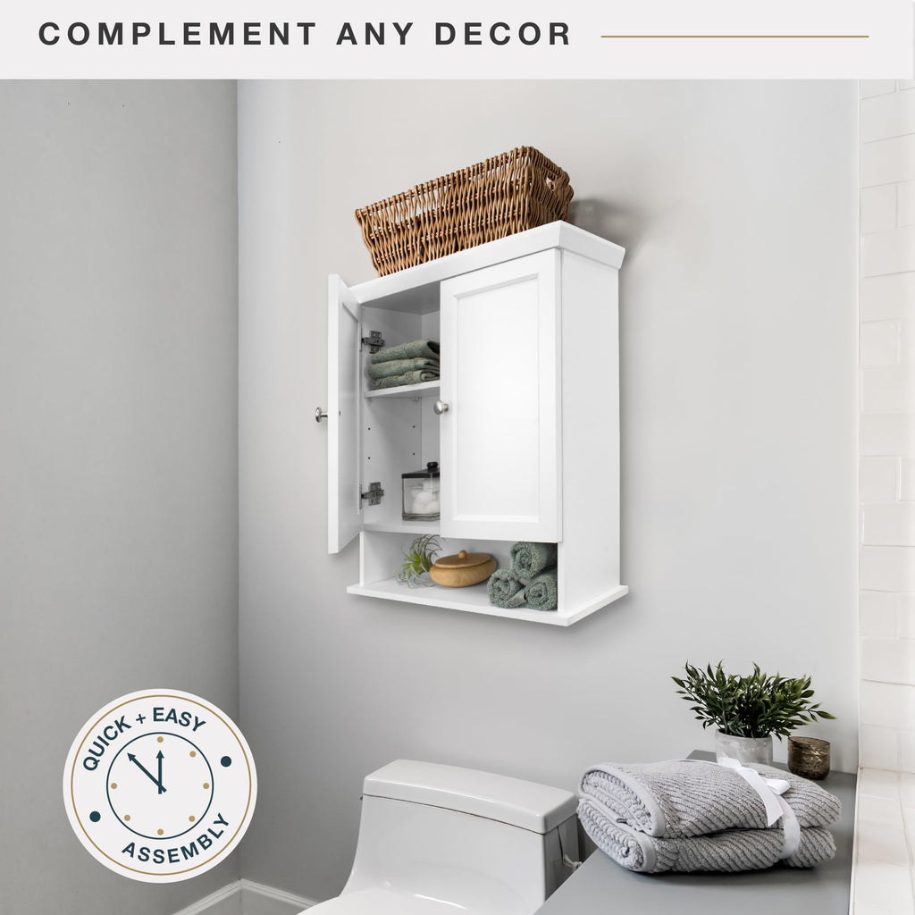 White Wall Mounted Medicine Cabinet Organizer L38927