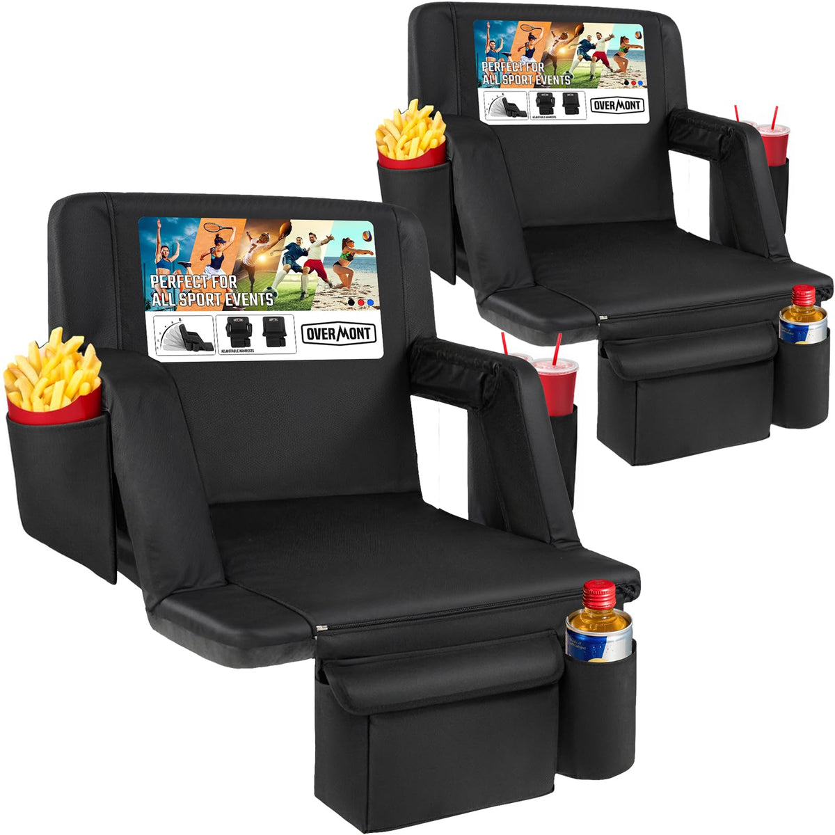 Stadium Seat with Back Support and Armrests 2-Pack I8374