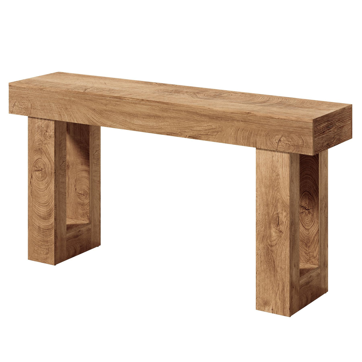 63 Inches Oak Color Wooden Console Table E957
