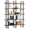 Industrial 5 Tier Wood and Metal Bookshelf B16898