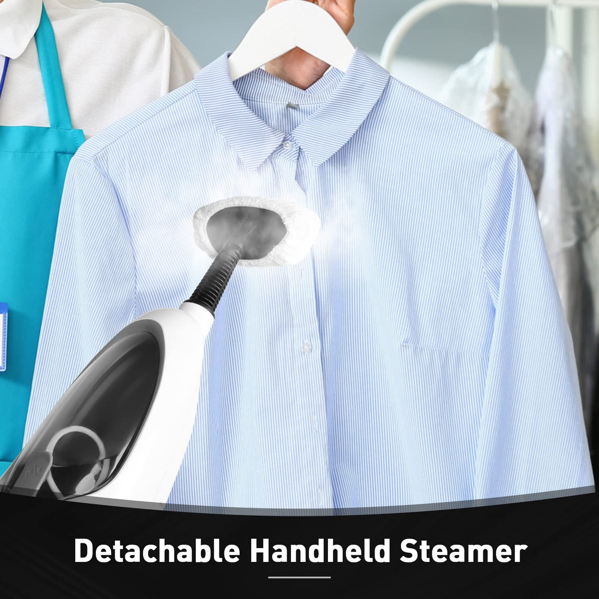 White 10-in-1 Detachable Steam Mop with 3 Microfiber Pads K92211