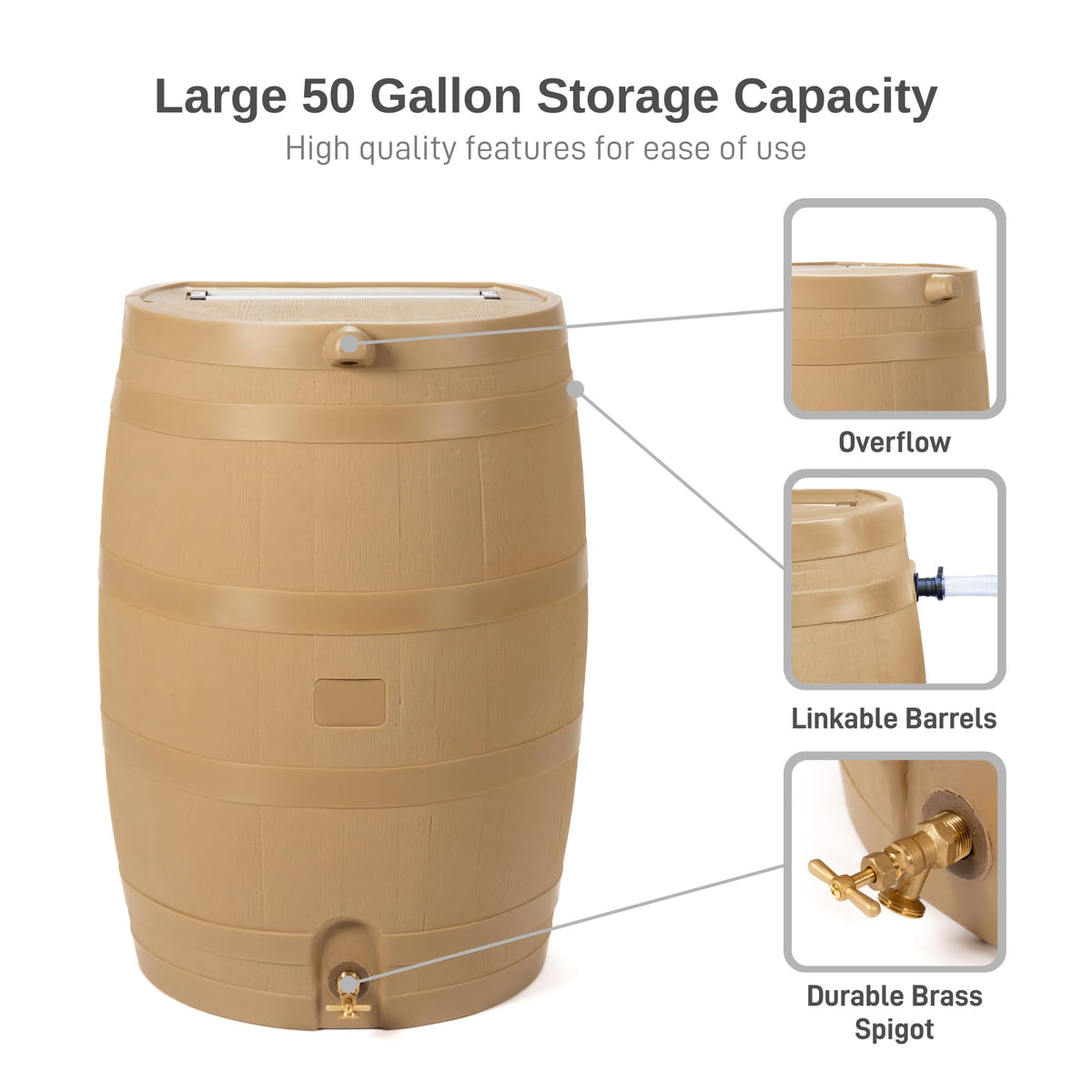 50-Gallon Rain Water Collection Barrel with Brass Spigot M28424