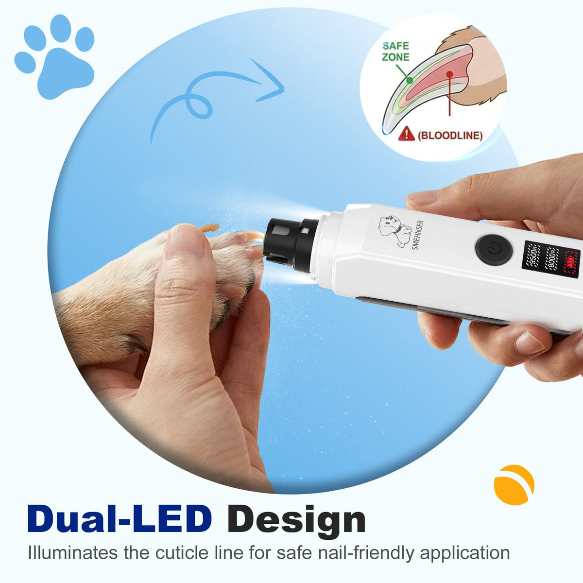 White 2-Speed USB Rechargeable Dog Nail Grinder T804773