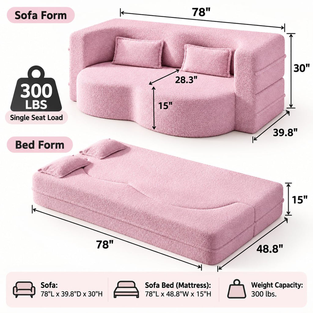 2-in-1 Convertible Sofa Bed with Pillows M88940