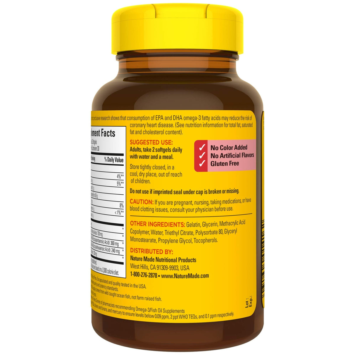 Fish Oil Omega 3 Supplement 1200 mg 60 Softgels D4774