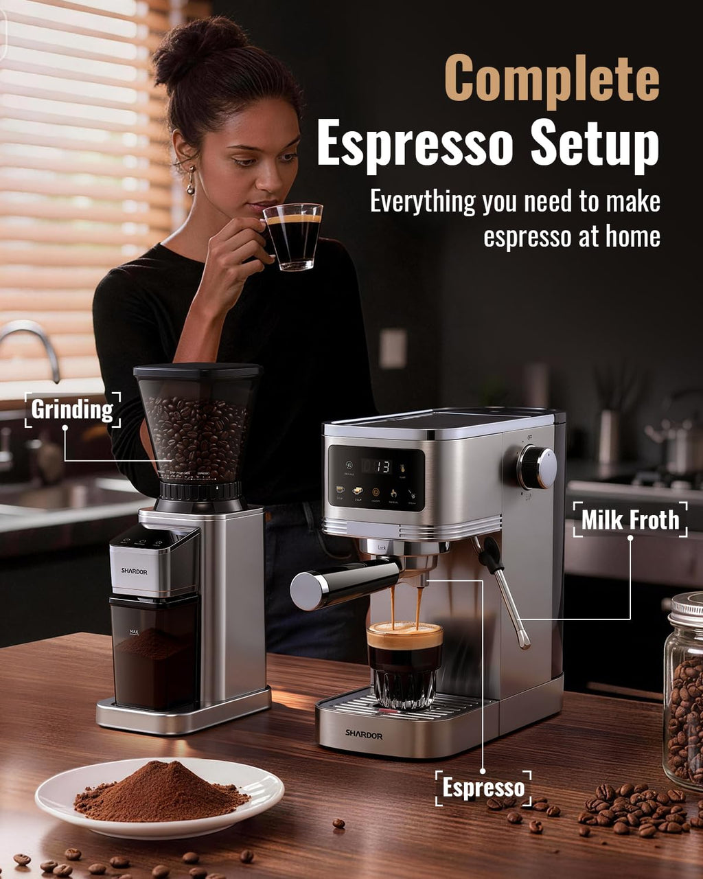 Espresso Machine with Grinder and 48 Grind Settings W242589
