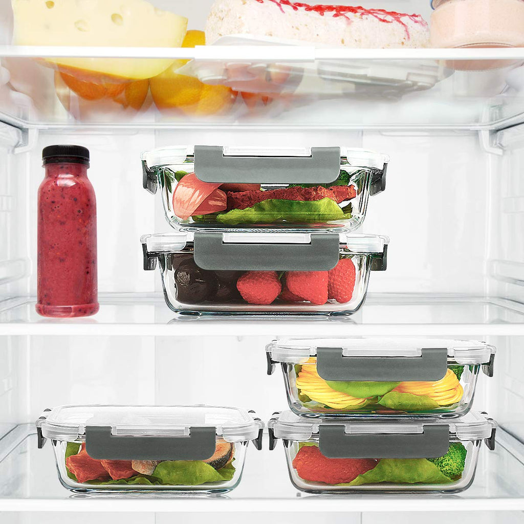 10 Pack 22 oz Glass Food Storage Containers with Lids H17642