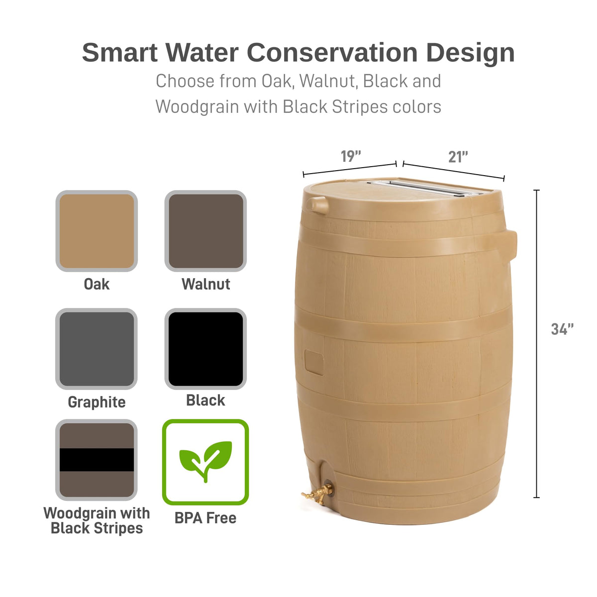50-Gallon Rain Water Collection Barrel with Brass Spigot M28424
