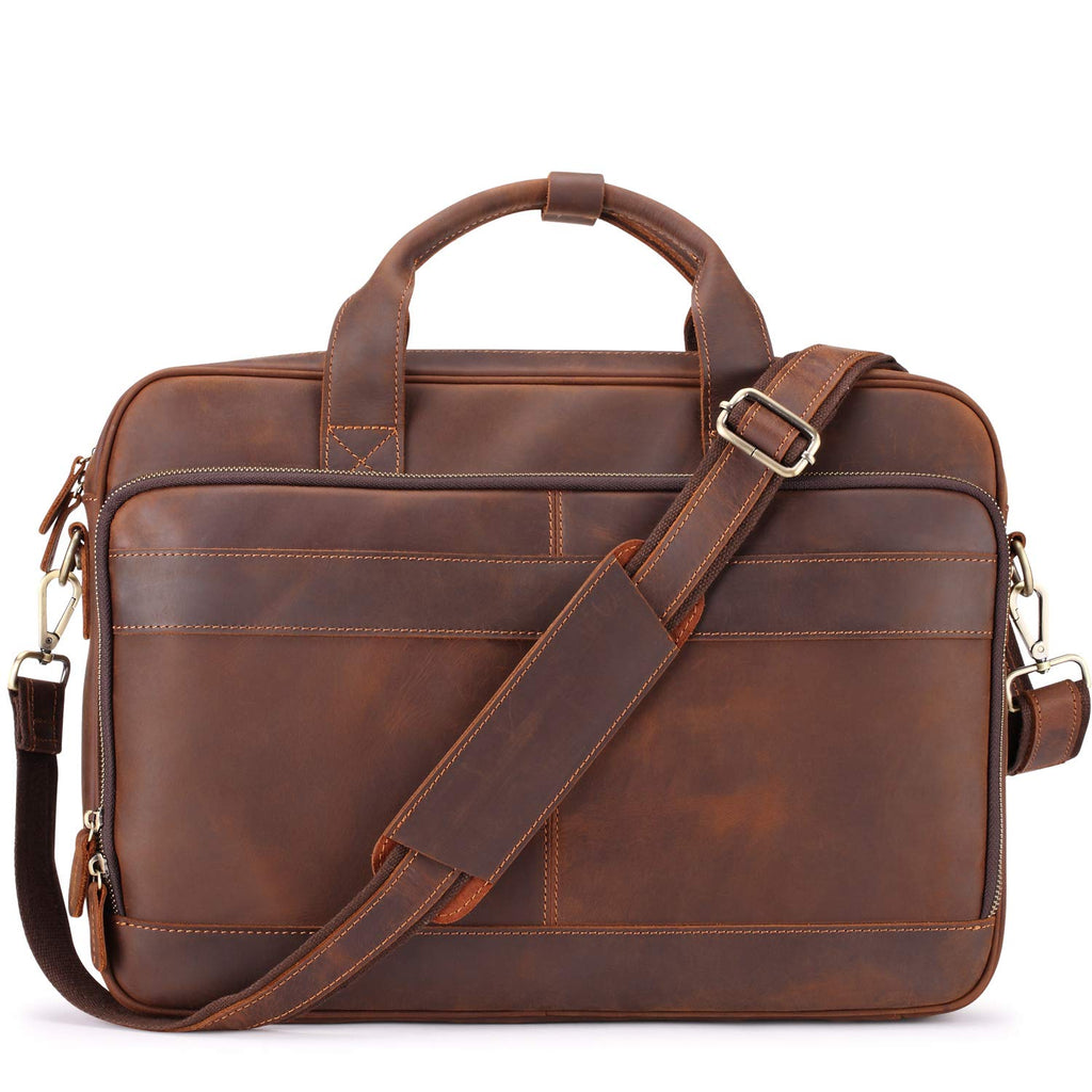 Full Grain Leather Briefcase Fits 15.6 Inch Laptop O8373