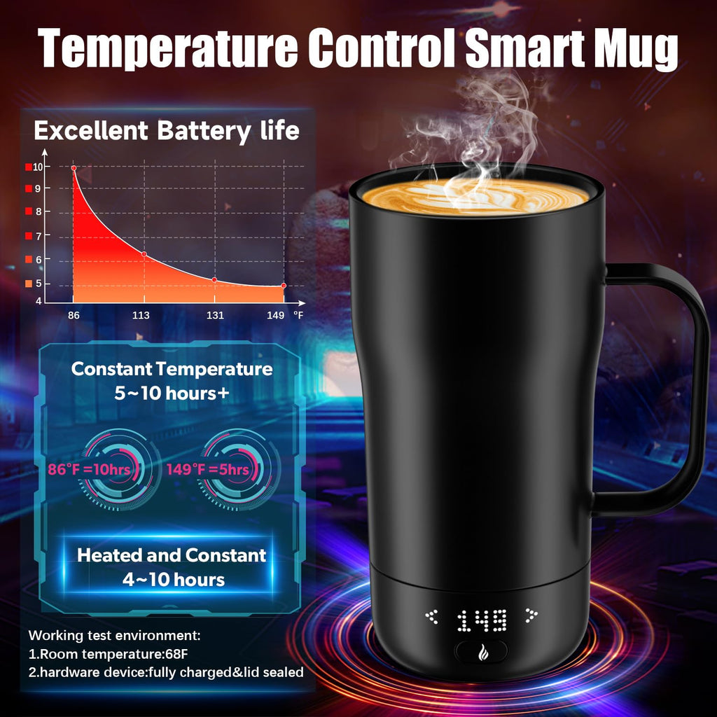 18 Oz Temperature Control App Controlled Self Heating Coffee Mug V2337
