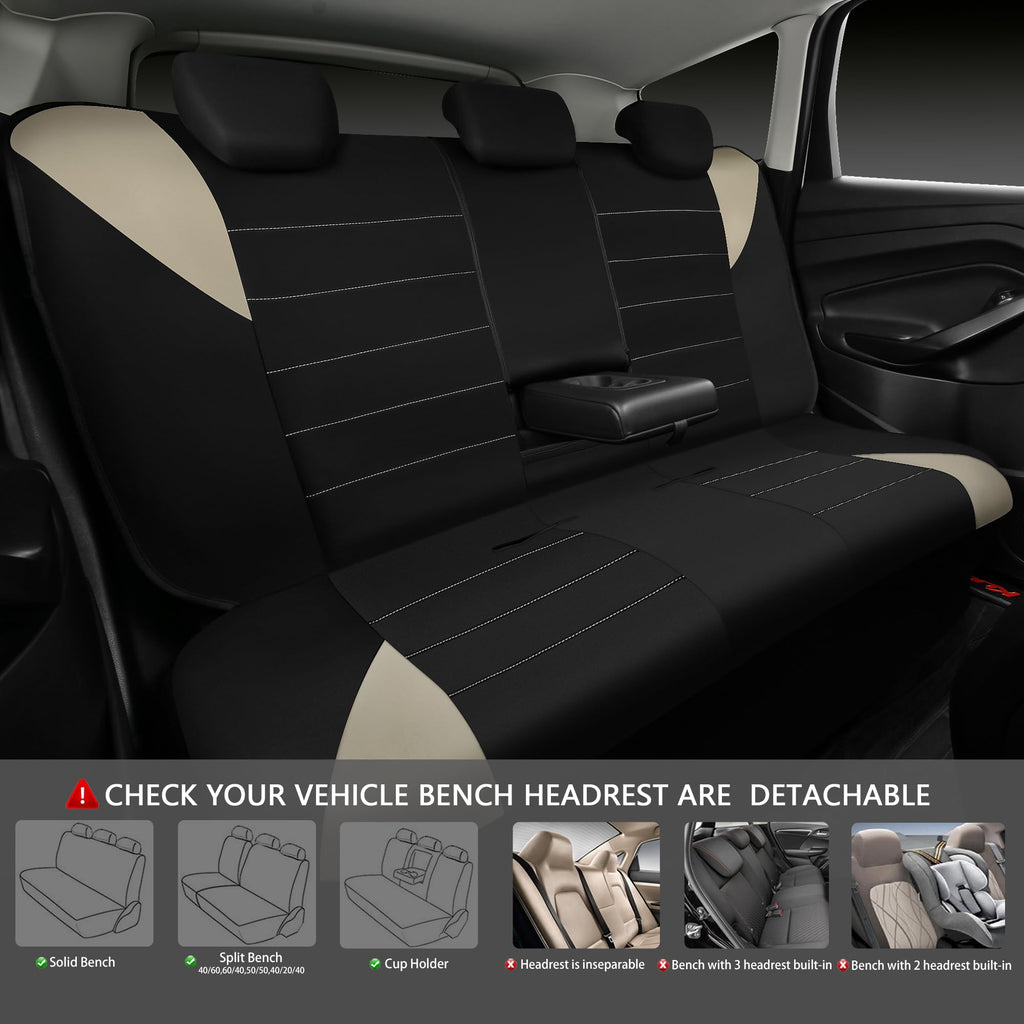 Waterproof Car Seat Covers Full Set Black and Beige H717