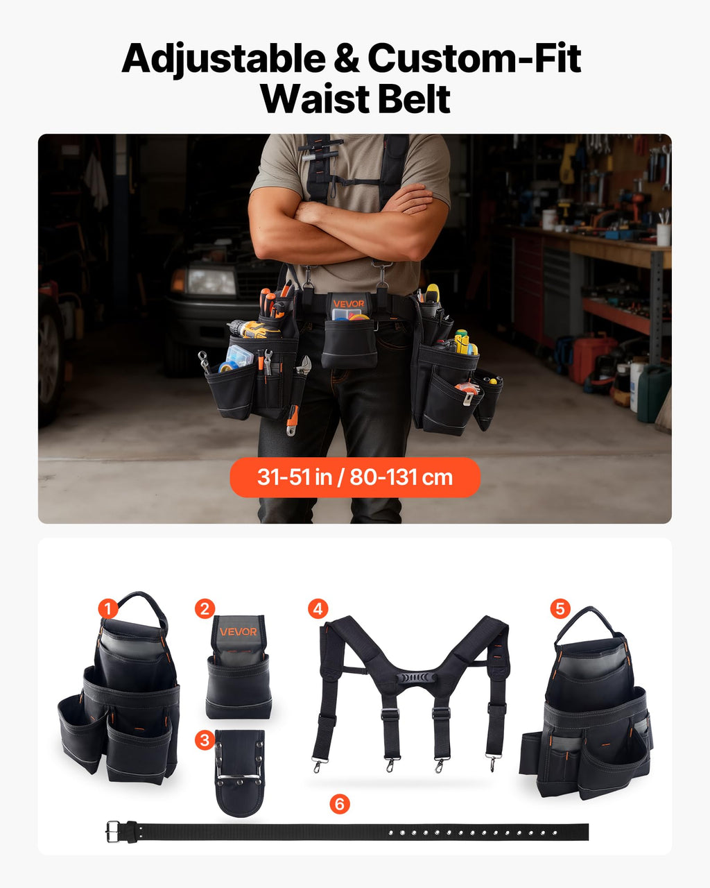 19 Pockets Adjustable Tool Belt with Suspenders N6902