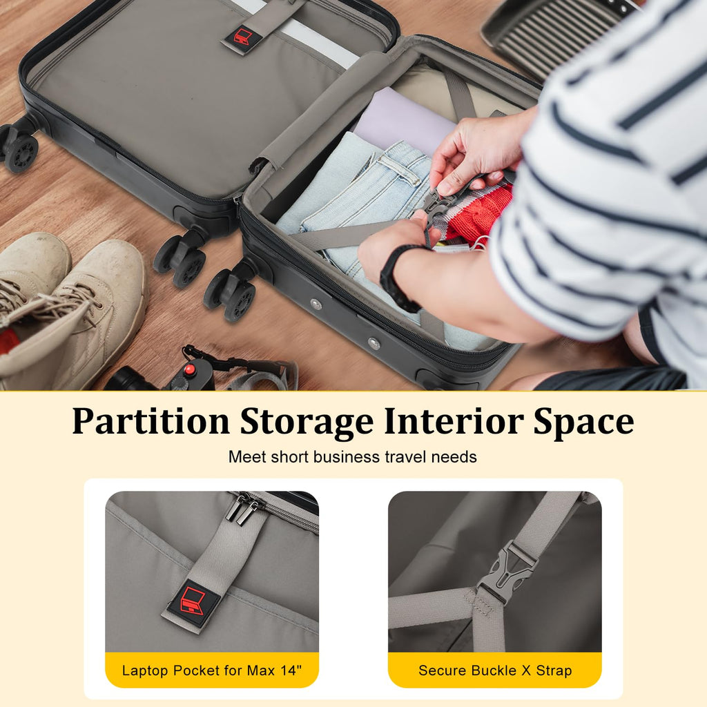Expandable 16 Inch Underseat Carry On Luggage R808