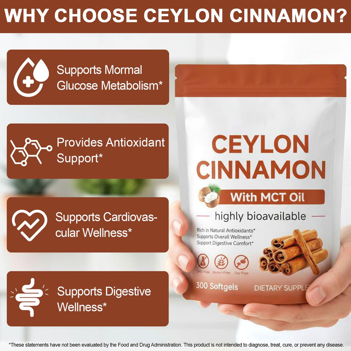 Cinnamon Capsules 300 Softgels with MCT Oil A543079