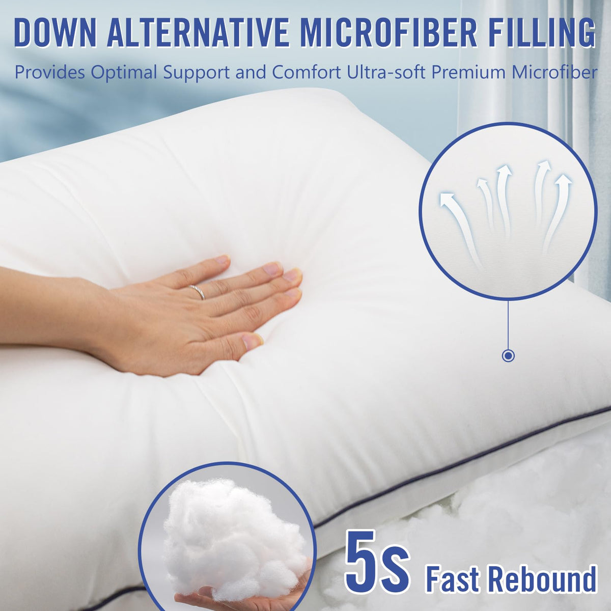 King Size Cooling Microfiber Bed Pillows Set of 2 B950