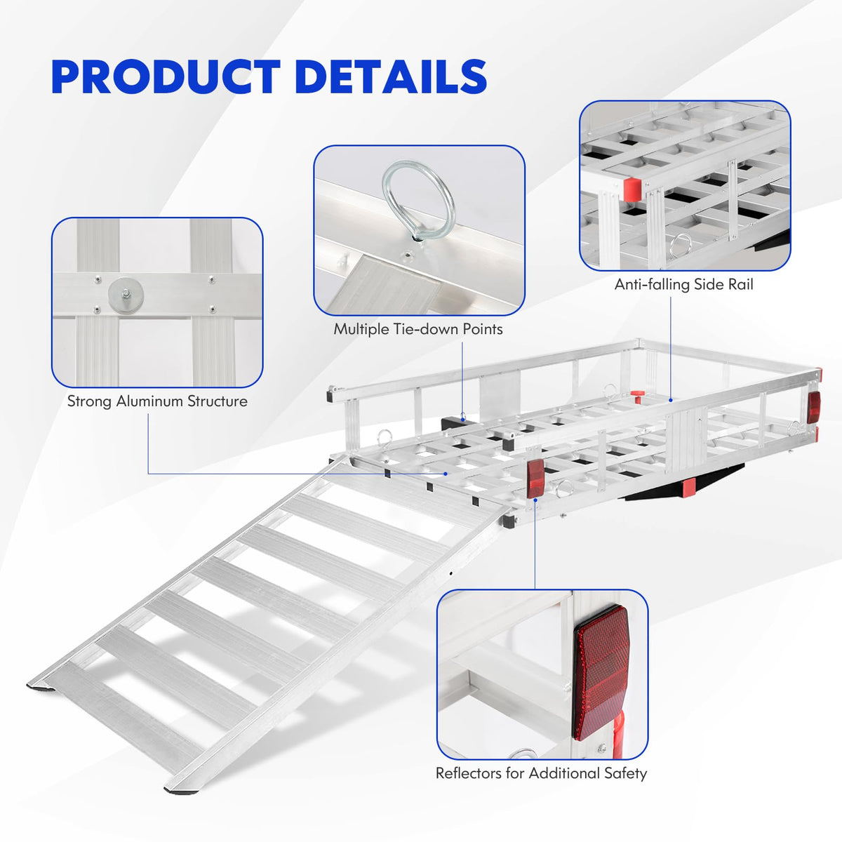 50"x 29.5" Aluminum Hitch Cargo Carrier with Ramp C4967