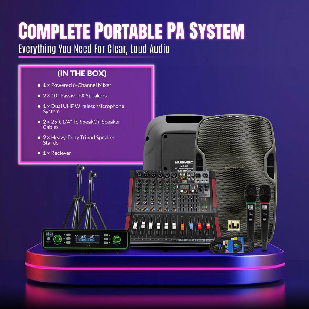 10" UHF PA System with Wireless Microphone F5531