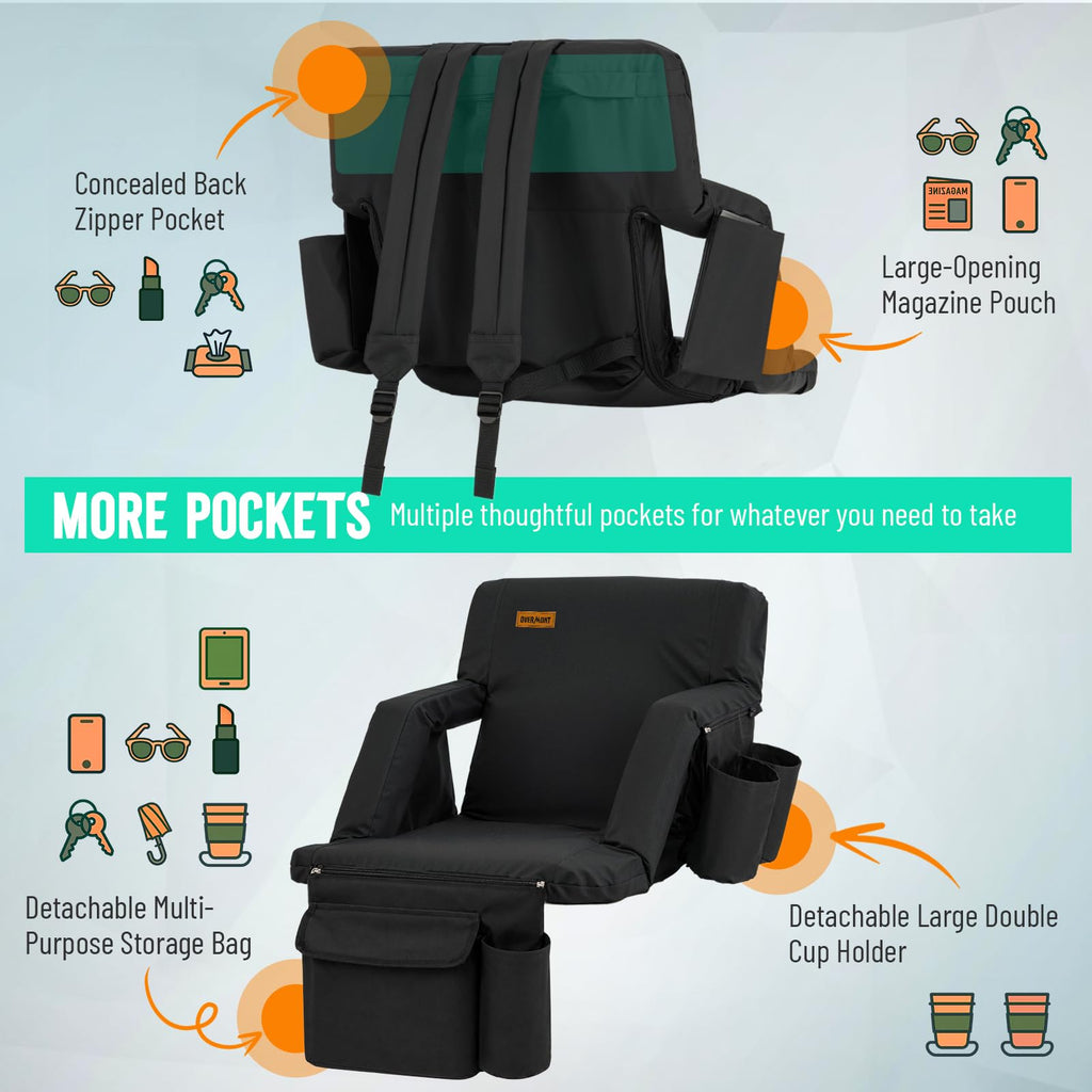 Stadium Seat with Back Support and Armrests 2-Pack I8374